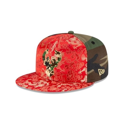 Milwaukee Bucks Gorra | New Era NBA Dragon Satin 59fifty Fitted Cap Mexico - Verdes